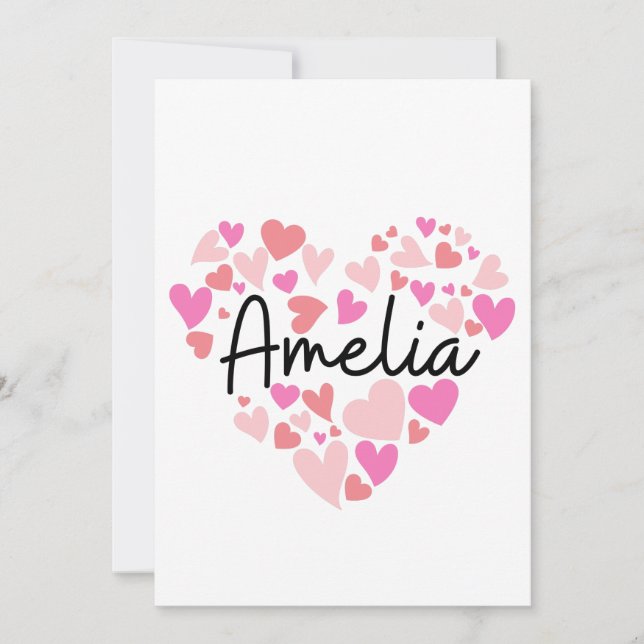 Carte De Remerciements J'aime Amelia (Devant)