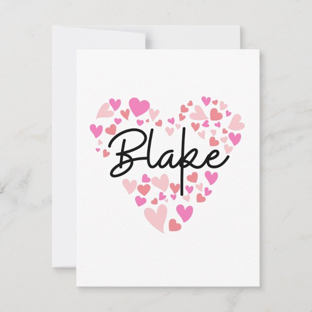 Carte De Remerciements J'aime Blake - coeurs pour Blake (Devant)