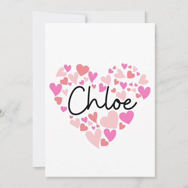 Carte De Remerciements J'aime Chloe (Devant)