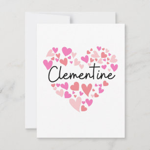 Carte De Remerciements J'aime Clementine - Coeurs pour Clementine