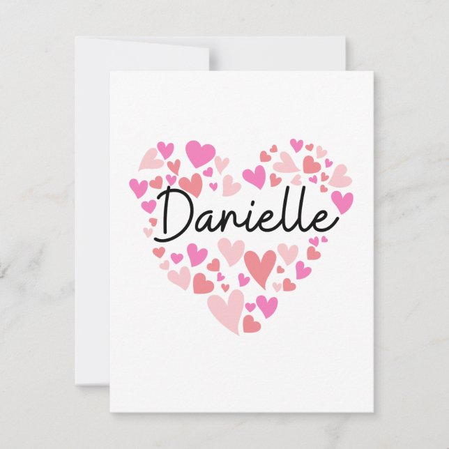 Carte De Remerciements J'aime Danielle - coeur pour Danielle (Devant)