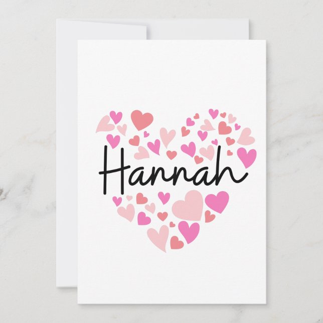 Carte De Remerciements J'aime Hannah (Devant)
