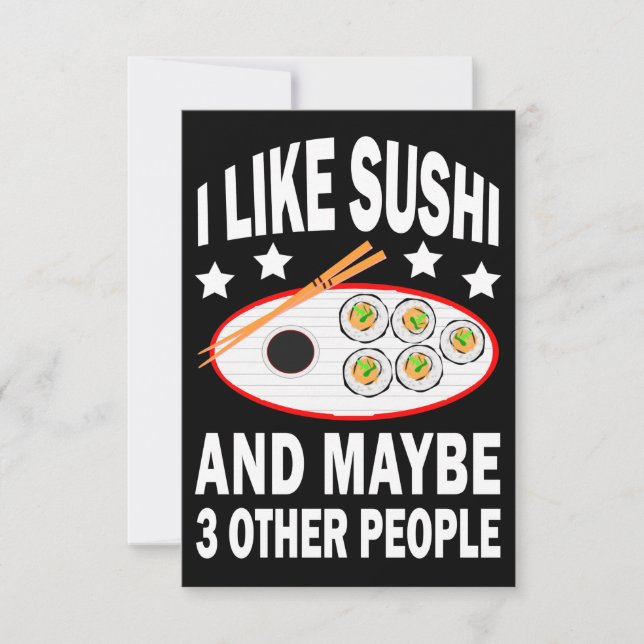 Carte De Remerciements J'aime les sushis et peut-être trois autres person (Devant)