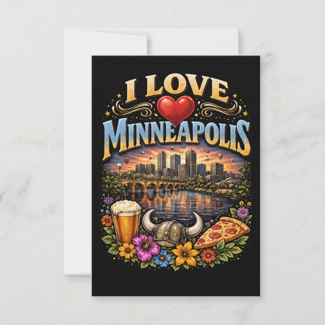 Carte De Remerciements J'aime Minneapolis (Devant)