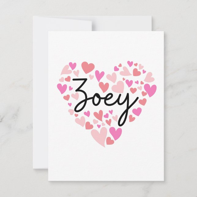 Carte De Remerciements J'aime Zoey (Devant)