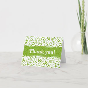 Carte De Remerciements Jalon 20 Motif de nombre aléatoire vert/blanc