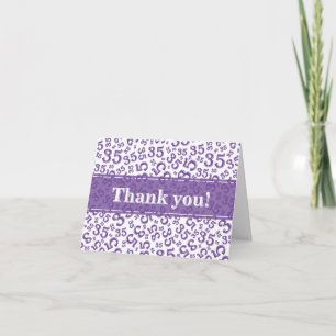 Carte De Remerciements Jalon 35 motif de nombre aléatoire violet/blanc