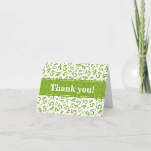 Carte De Remerciements Jalon 45 motif de nombres aléatoires vert/blanc