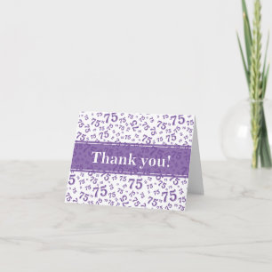 Carte De Remerciements Jalon 75 motif de nombres aléatoires violet/blanc