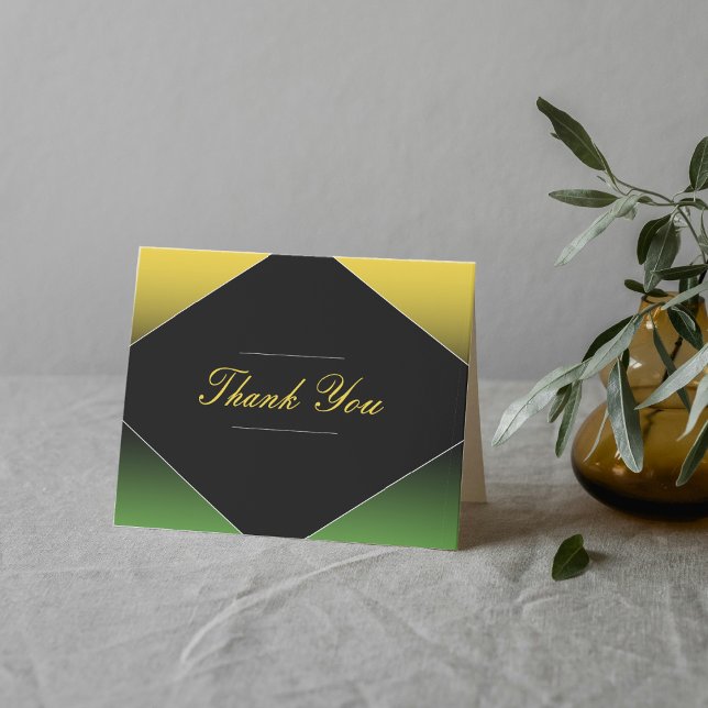 Carte De Remerciements Jamaïque Green Black & Gold Caraïbes élégant (Jamaica Green Black & Gold Caribbean Elegant Thank You Card
)