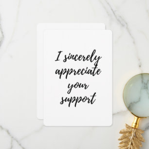 Carte De Remerciements J'Apprécie Votre Soutien