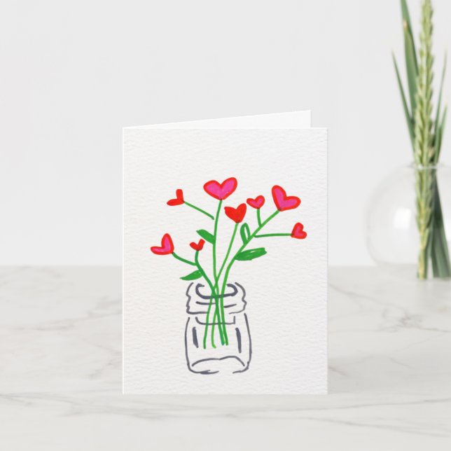 Carte De Remerciements Jar of Flower Hearts Valentine's Day Card (Devant)