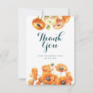 Carte De Remerciements Jardin blanc orange rustique Fête d'anniversaire