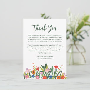 Carte De Remerciements Jardin Coloré Fleurs Message Personnalisé Pluie