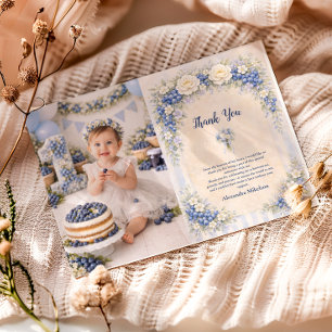 Carte De Remerciements Jardin de baies Floral 1er anniversaire