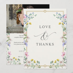 Carte De Remerciements Jardin de campagne Fleurs sauvages Floral Photo Ma