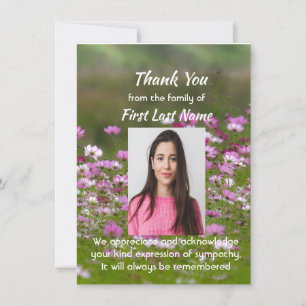 Carte De Remerciements Jardin de cosmos personnalisé Fleurs de remercieme
