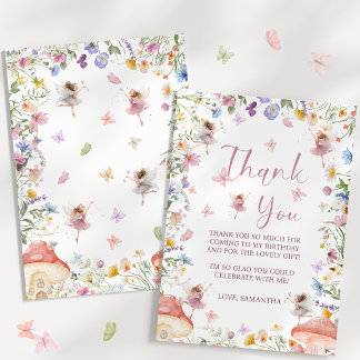 Carte De Remerciements Jardin de fées aux fleurs sauvages 1er anniversair