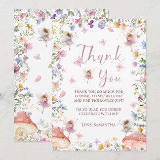 Carte De Remerciements Jardin de fées aux fleurs sauvages 2e fête d'anniv