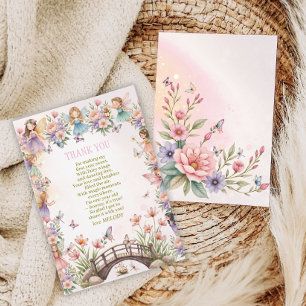 Carte De Remerciements Jardin de fées fantaisiste pour 1er anniversaire 