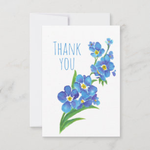 Carte De Remerciements Jardin de fleurs de ne m'oubliez pas aquarelle Mer