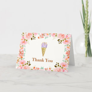 Carte De Remerciements Jardin de fleurs douces Scoop Baby shower de crème