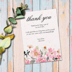 Carte De Remerciements Jardin de fleurs roses chic pour une baby shower
