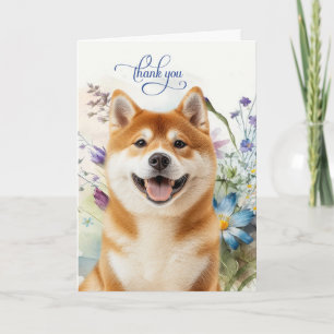 Carte De Remerciements Jardin de fleurs sauvages Akita Dog Blank