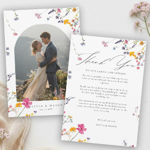Carte De Remerciements Jardin de fleurs sauvages Mariage moderne à l'aqua