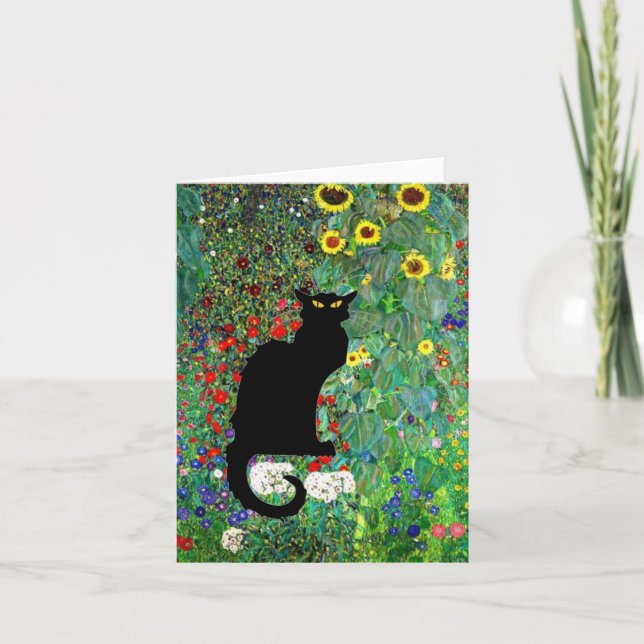 Carte De Remerciements Jardin de Klimt avec Le Conversation Noir (Devant)