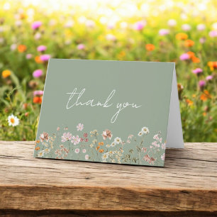 Carte De Remerciements Jardin de la Fête des mariées Fleur sauvage Sage G