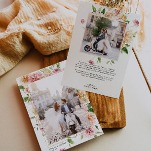 Carte De Remerciements Jardin de l'Après-Glowing Fleurs de Mariage Photo 