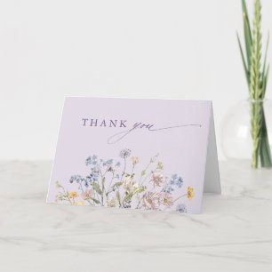 Carte De Remerciements Jardin de mariage de prairie de fleurs sauvages de