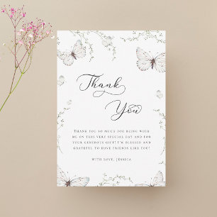 Carte De Remerciements Jardin de papillons blancs Remerciements pour la f