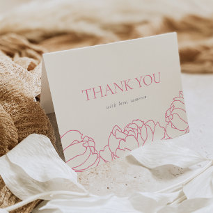 Carte De Remerciements Jardin de pivoines   Floral rose