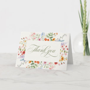 Carte De Remerciements Jardin de printemps de prairie de fleurs sauvages