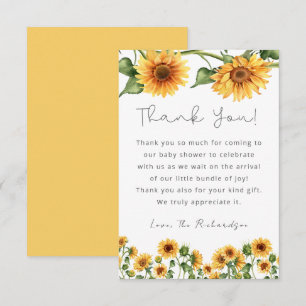 Carte De Remerciements Jardin de tournesols à l'aquarelle Floral neutre p