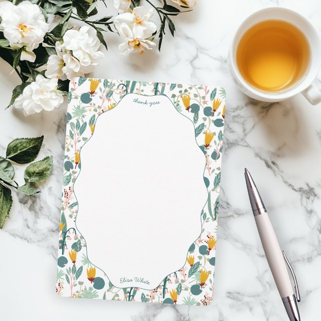 Carte De Remerciements Jardin d'eau Floral Fête de Mariage Cute PERSONNAL (Water Garden Floral Bridal Shower Cute CUSTOM Thank You Note Card
)