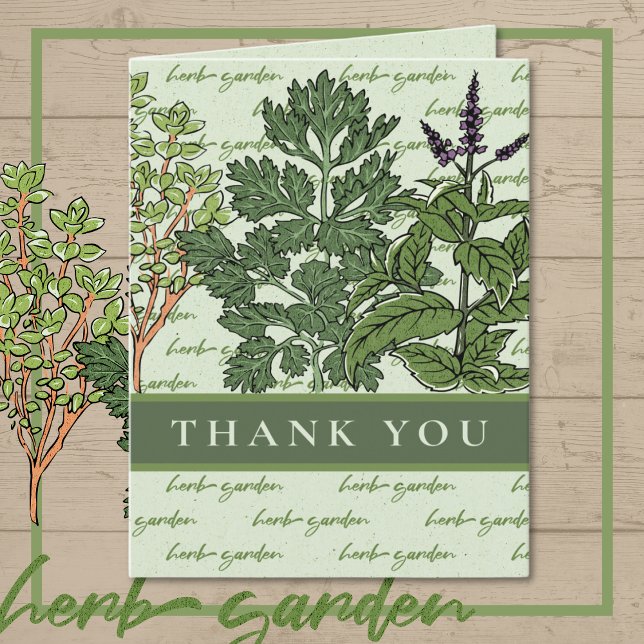 Carte De Remerciements Jardin d'Herb Green  (Herb Garden Thank You Card)