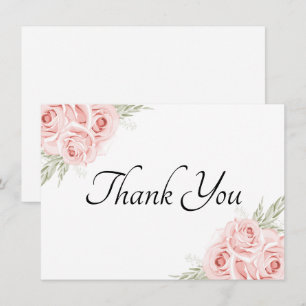 Carte De Remerciements Jardin Élégant à l'Aquarelle de Rose Pâle Florale