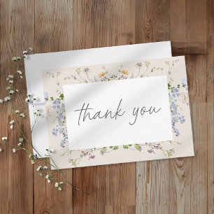 Carte De Remerciements Jardin Élégant de Fleurs Sauvages Crème pour Maria