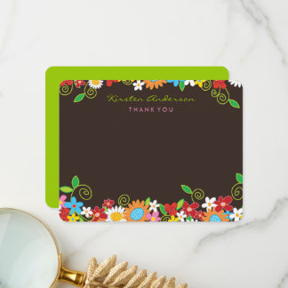 Carte De Remerciements Jardin Fleur de Printemps coloré Fête des mariées