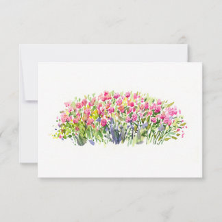 Carte De Remerciements Jardin Fleurissant en Rose – Conception Florale Mi