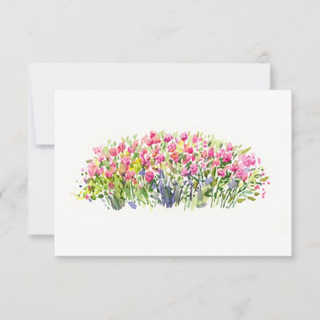Carte De Remerciements Jardin Fleurissant en Rose – Conception Florale Mi (Devant)