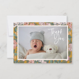 Carte De Remerciements Jardin Floral Bohème Vintage Bébé Photo Baby Showe