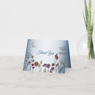 Carte De Remerciements Jardin Floral coloré Bleu brillant Mariage Parties