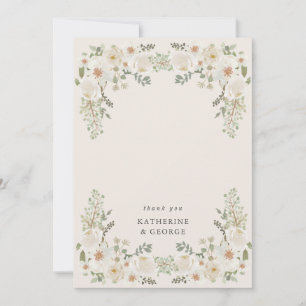 Carte De Remerciements Jardin Floral Ivoire Élégant Mariage 