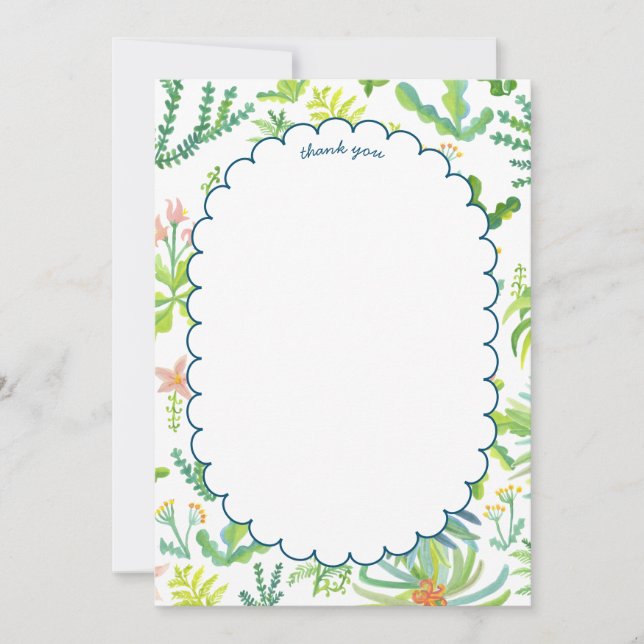 Carte De Remerciements Jardin Jungle Aquarelle PERSONNALISÉE BABY SHOWER  (Devant)