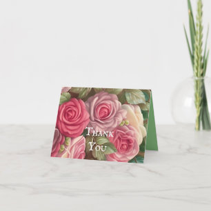 Carte De Remerciements Jardin Rose victorien - Fleurs rose pastel