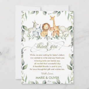 Carte De Remerciements Jardin Vert Jungle Animaux Baby shower Anniversair
